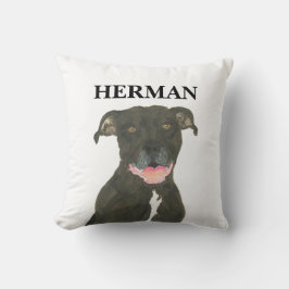 Gepersonaliseerde Reversible Black Pitbull Staffy  Kussen