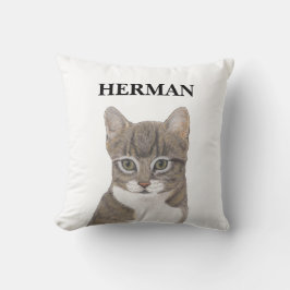 Gepersonaliseerde Reversible Grey Tabby Cat Kussen