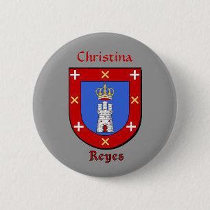 Gepersonaliseerde Reyes Historisch Schild Ronde Button 5,7 Cm