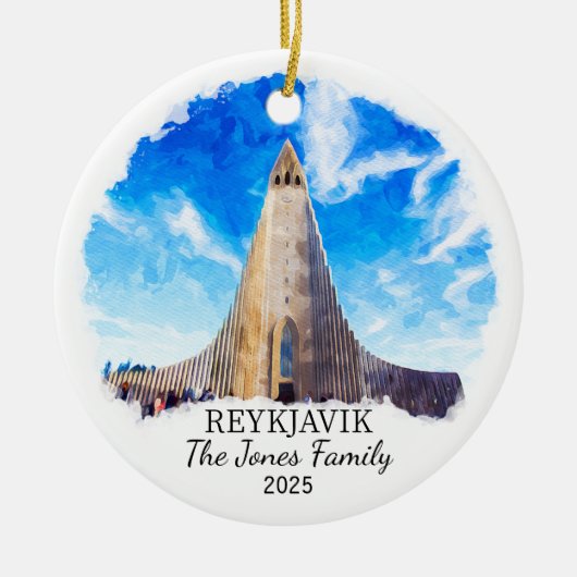 Gepersonaliseerde Reykjavík Ornament, IJsland Orna Keramisch Ornament (Voorkant)