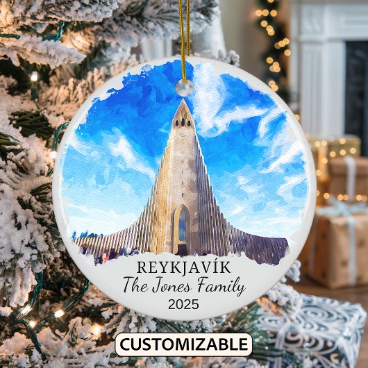 Gepersonaliseerde Reykjavík Ornament, IJsland Orna Keramisch Ornament