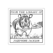 Gepersonaliseerde Rhinoceros Bookplate Rubberstempel (Afrduk)