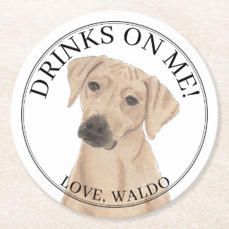 Gepersonaliseerde Rhodesian Ridgeback Hond bruilof Ronde Kartonnen Onderzetter