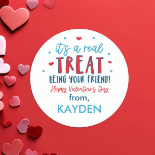 Gepersonaliseerde Rice Treat Valentijnsdag Treat Ronde Sticker