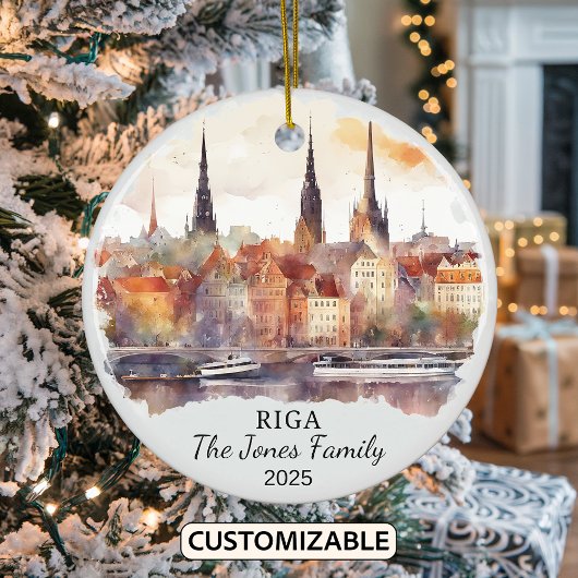 Gepersonaliseerde Riga Ornament, Letland Gift Keramisch Ornament