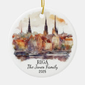 Gepersonaliseerde Riga Ornament, Letland Gift Keramisch Ornament (Voorkant)