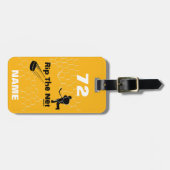 Gepersonaliseerde Rip het Net Hockey Player zwarte Bagagelabel (Voorkant horizontaal)
