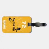 Gepersonaliseerde Rip het Net Hockey Player zwarte Bagagelabel (Achterkant horizontaal)