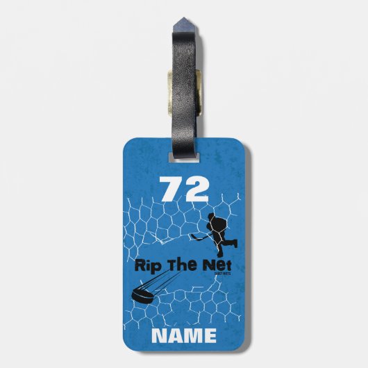 Gepersonaliseerde Rip het Netto blauwe Speler van Bagagelabel (Achterkant verticaal)