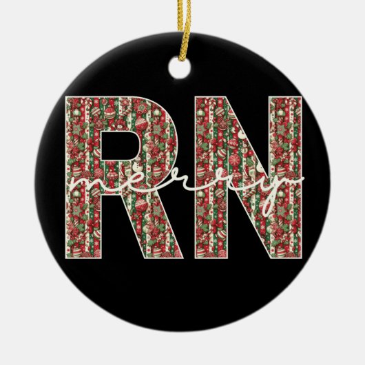 Gepersonaliseerde RN Nurse Eerste Jaar Kerst Keeps Keramisch Ornament (Voorkant)