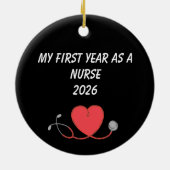Gepersonaliseerde RN Nurse Eerste Jaar Kerst Keeps Keramisch Ornament (Achterkant)