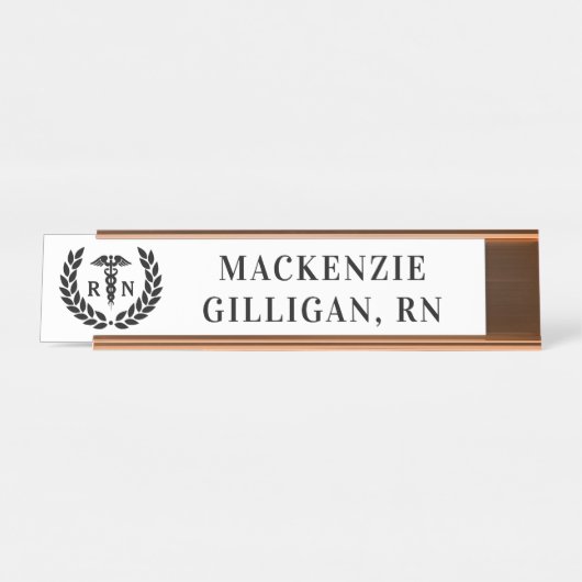 Gepersonaliseerde RN Nursing School Afstuderen Ele Bureau Naambordje (Voorkant)