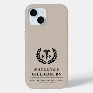 Gepersonaliseerde RN Nursing School Afstuderen Ele iPhone 15 Case