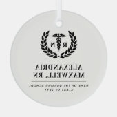 Gepersonaliseerde RN Nursing School Afstuderen Ele Glas Ornament (Achterkant)