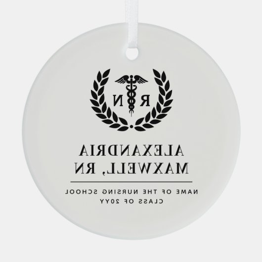 Gepersonaliseerde RN Nursing School Afstuderen Ele Glas Ornament (Achterkant)