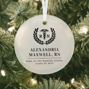 Gepersonaliseerde RN Nursing School Afstuderen Ele Glas Ornament