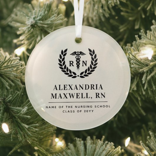 Gepersonaliseerde RN Nursing School Afstuderen Ele Glas Ornament (Insitu)