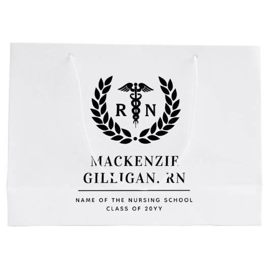 Gepersonaliseerde RN Nursing School Afstuderen Ele Groot Cadeauzakje (Achterkant)
