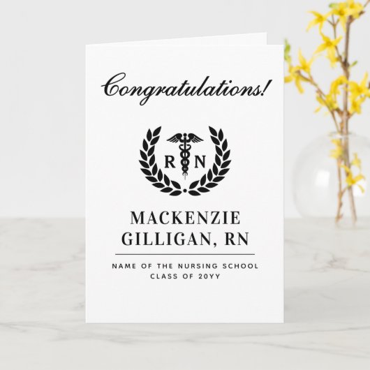 Gepersonaliseerde RN Nursing School Afstuderen Ele Kaart (Gele Bloem)