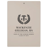 Gepersonaliseerde RN Nursing School Afstuderen Ele Klembord (Achterkant)