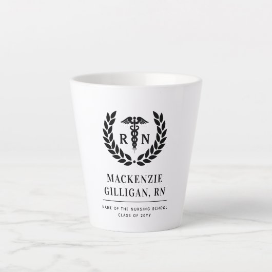 Gepersonaliseerde RN Nursing School Afstuderen Ele Latte Mok (Voorkant)