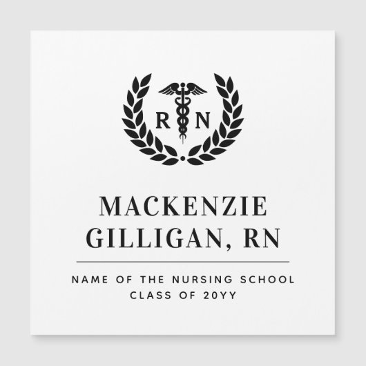 Gepersonaliseerde RN Nursing School Afstuderen Ele Magnetische Uitnodiging (Voorkant)
