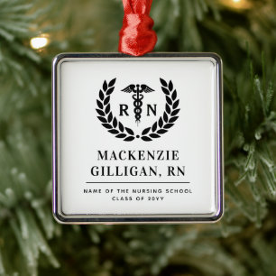 Gepersonaliseerde RN Nursing School Afstuderen Ele Metalen Ornament