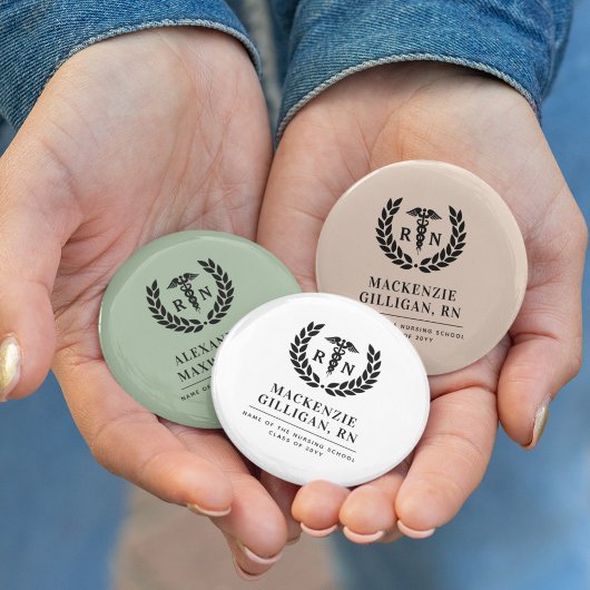 Gepersonaliseerde RN Nursing School Afstuderen Ele Ronde Button 5,7 Cm