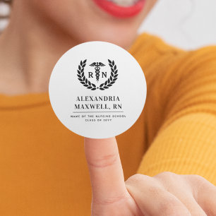 Gepersonaliseerde RN Nursing School Afstuderen Ele Ronde Sticker