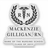 Gepersonaliseerde RN Nursing School Afstuderen Ele Sticker (Voorkant)