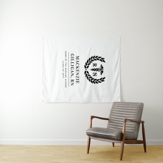 Gepersonaliseerde RN Nursing School Afstuderen Ele Wandkleed (In Situ (horizontaal))