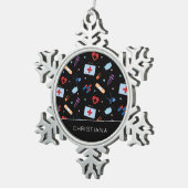 Gepersonaliseerde RN-verpleegster | Arts Medisch P Tin Sneeuwvlok Ornament (Rechts)
