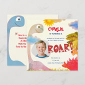 Gepersonaliseerde ROAR Dinosaurus Verjaardag Kaart (Voorkant / Achterkant)