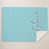 Gepersonaliseerde Robin Egg Blue Sherpa Deken (Voorkant (horizontaal))