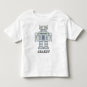 Gepersonaliseerde robot cartoon op shirt voor klei