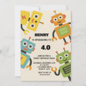 Gepersonaliseerde Robot Verjaardag Uitnodiging voo (Voorkant)