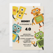 Gepersonaliseerde Robot Verjaardag Uitnodiging voo (Voorkant / Achterkant)