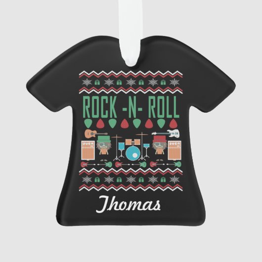 Gepersonaliseerde Rock-n-Roll Ugly kerstSweater Ornament (achterkant)
