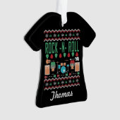 Gepersonaliseerde Rock-n-Roll Ugly kerstSweater Ornament (voorkant)
