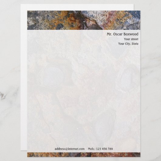 Gepersonaliseerde Rock-structuur met retouradres Briefhoofd Sjabloon (Voorkant / Achterkant)