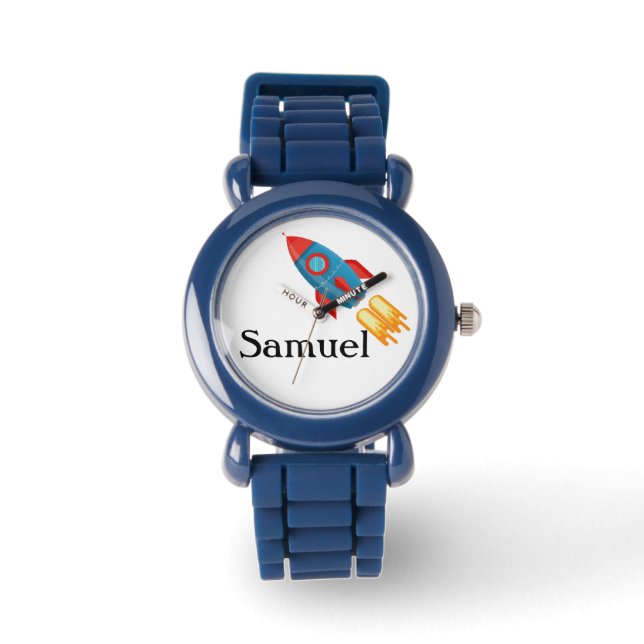 Gepersonaliseerde Rocket Blue Kind horloge (Voorkant)