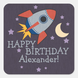Gepersonaliseerde Rocket Kids Verjaardag Stickers 