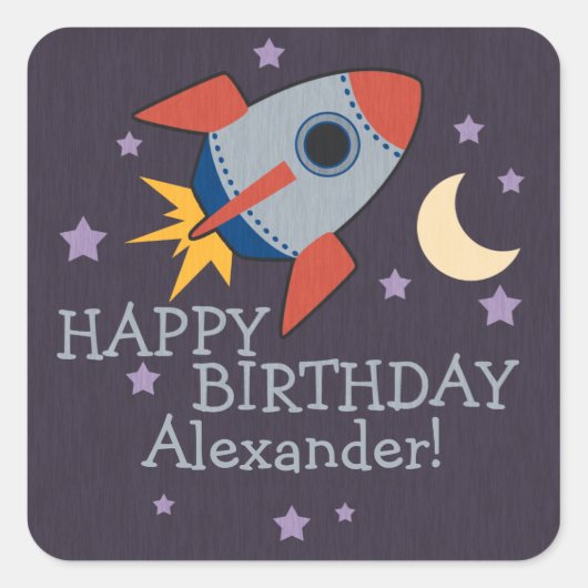 Gepersonaliseerde Rocket Kids Verjaardag Stickers  (Voorkant)