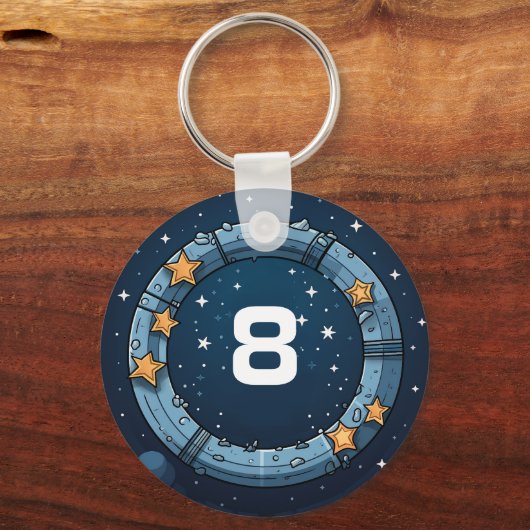 Gepersonaliseerde Rocket Sleutelhanger voor School (Achterkant)