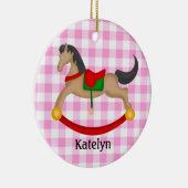 Gepersonaliseerde Rocking Horse Kerstversiering Keramisch Ornament (Rechts)