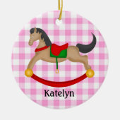 Gepersonaliseerde Rocking Horse Kerstversiering Keramisch Ornament (Voorkant)