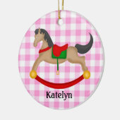 Gepersonaliseerde Rocking Horse Kerstversiering Keramisch Ornament (Links)