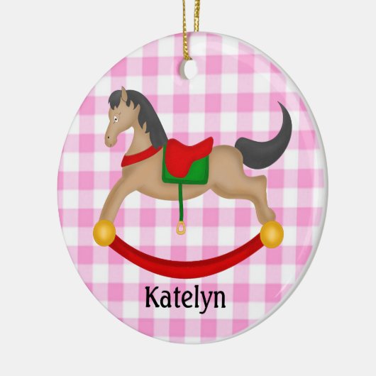 Gepersonaliseerde Rocking Horse Kerstversiering Keramisch Ornament (Links)