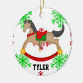 Gepersonaliseerde Rocking Horse Kerstversiering Keramisch Ornament (Links)