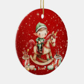 Gepersonaliseerde Rocking Horse Unicorn Elf Kinder Keramisch Ornament (Rechts)